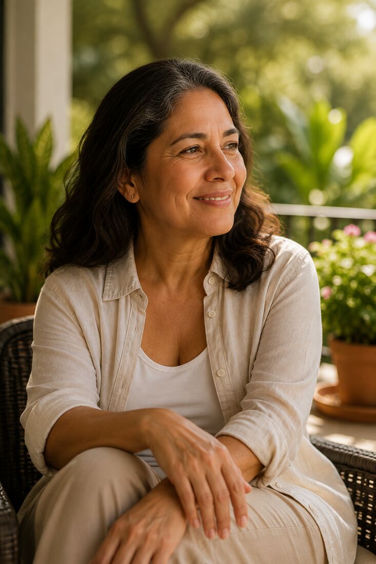 Mujer sonriendo, tranquila